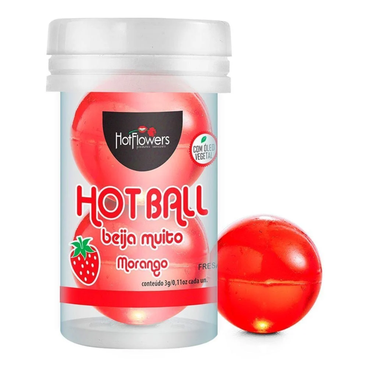Hot Ball Beija Muito 2un - Hot Flowers sabor: morango