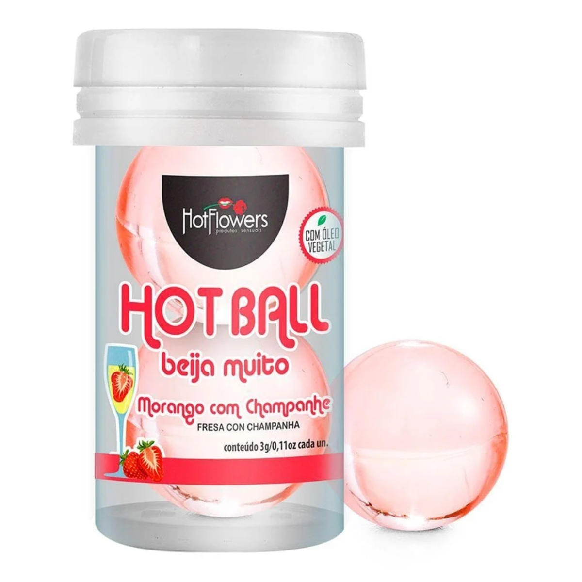 Hot Ball Beija Muito 2un - Hot Flowers sabor: morango com champanhe