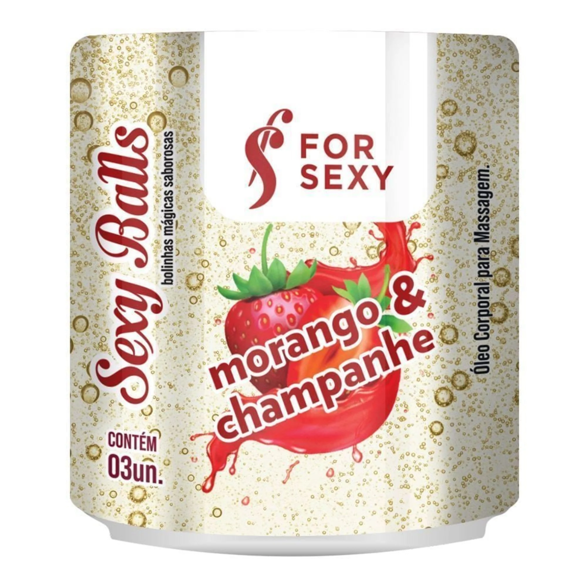 Sexy Ball com Oleo Corporal 3un - Forsexy Sabor: Morango com Champanhe