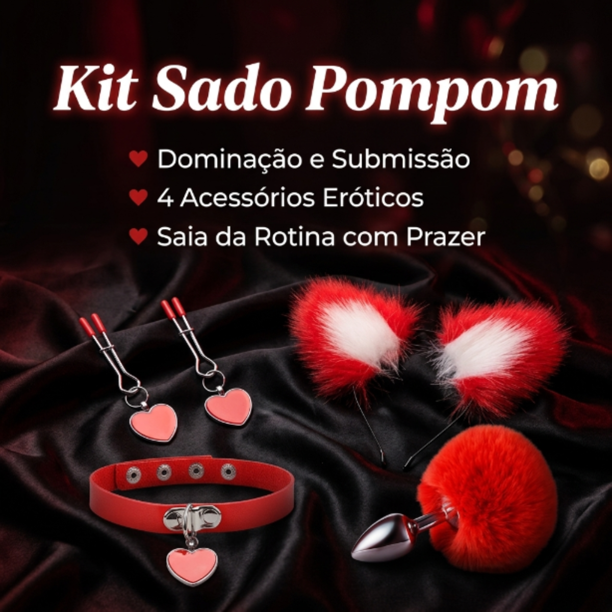 Kit Acessórios Eróticos Sado Pompom Com 4 - Vibe Toys
