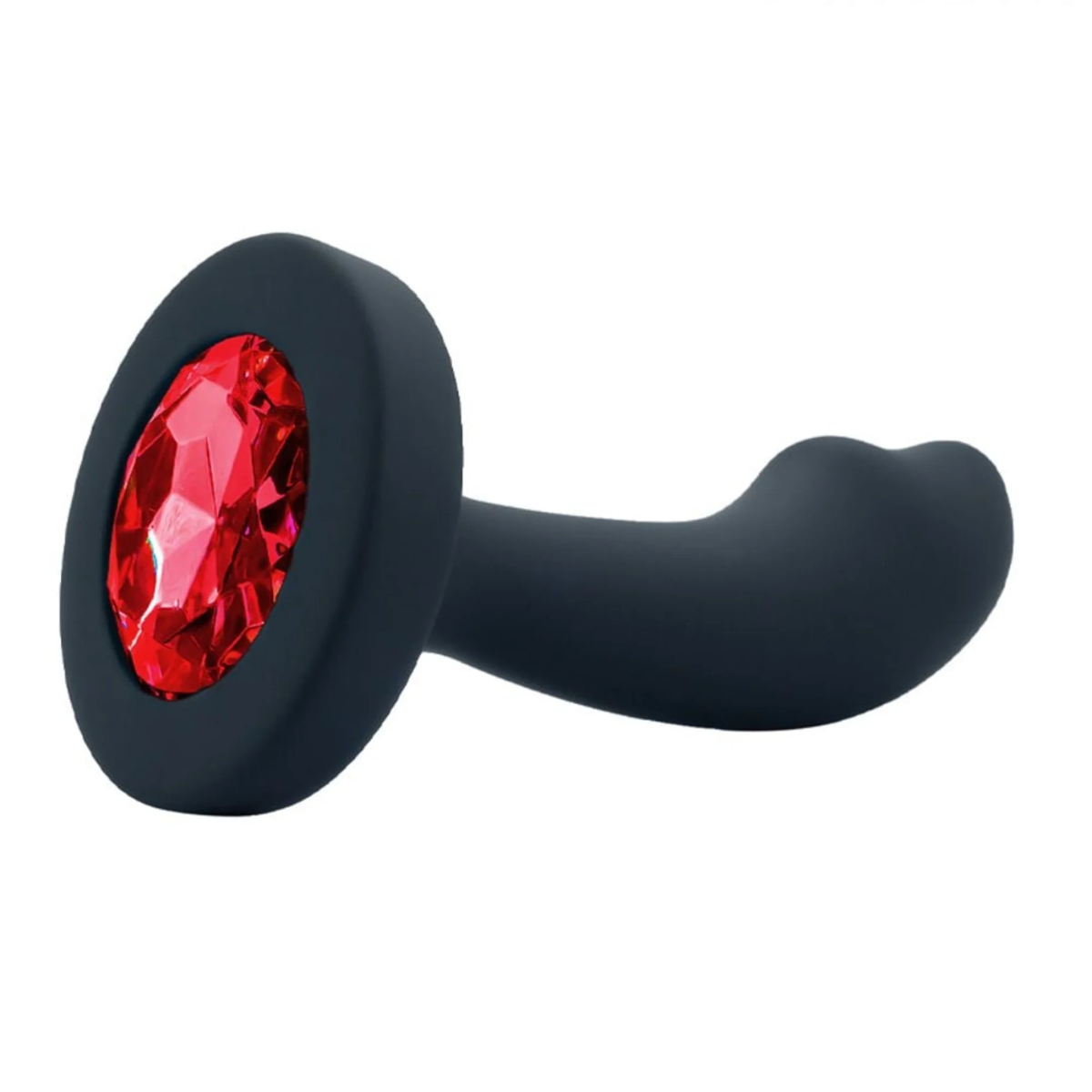 Plug Anal Curvado Em Silicone Tamanho P Com Pedra Na Base - Vibe Toys