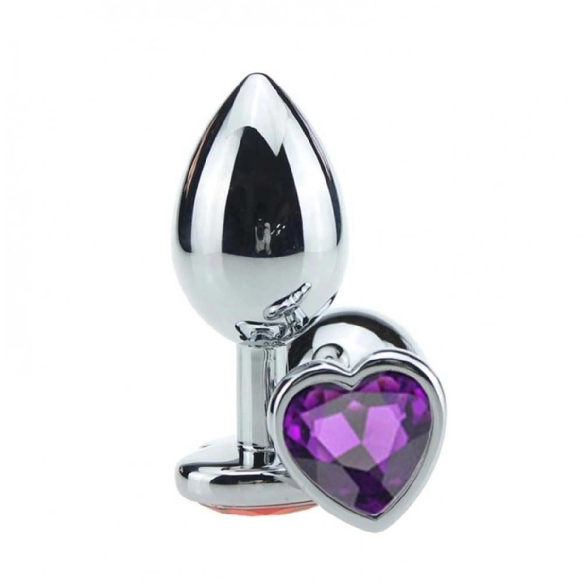 Plug Anal Metal Coração Tamanho Grande Cor Roxo - Vibe Toys